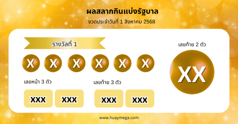 ผลสลากกินแบ่งรัฐบาลงวดวันที่ 1/8/2568 – ตรวจหวย